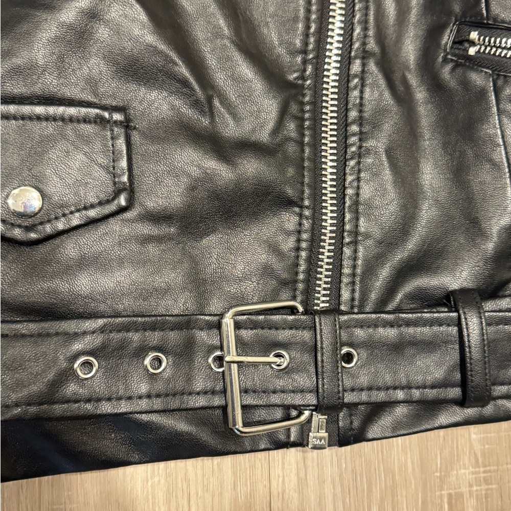 Faux Leather Moto Biker Jacket - Picture 6 of 6